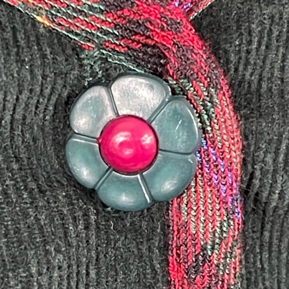 80’s 90’s Vintage Plaid Christmas Maxi Dress 8 Pockets Velvet Embellishments - Picture 4 of 15